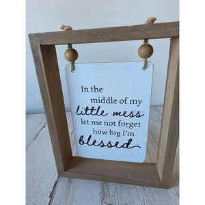 Inspirational office sign blessed mess wooden hanging decor home
